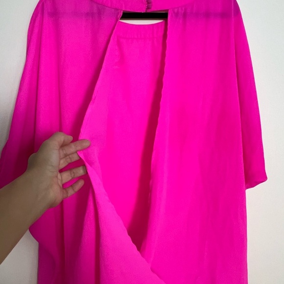 Love Letter Womens Vibrant Pink Blouse Open Back 3XL Sheer Summer Casual Preppy - Picture 8 of 9